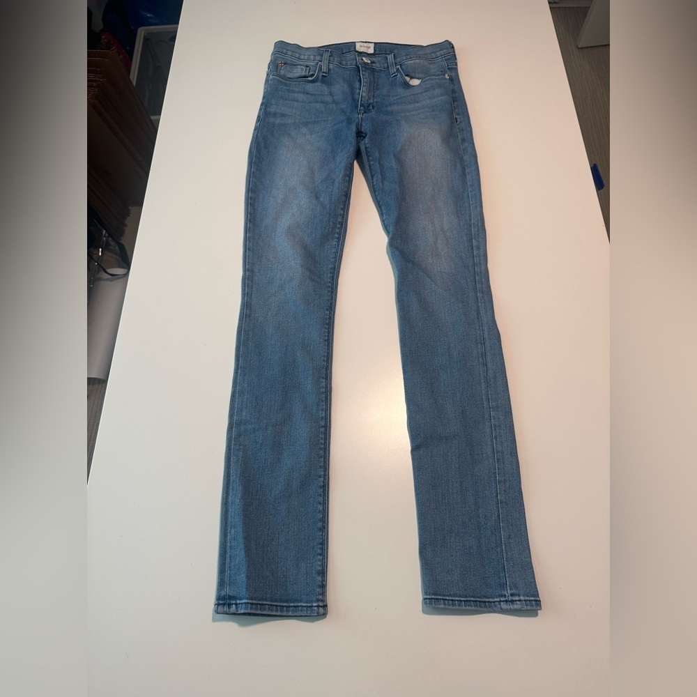 hudson shine midrise skinny blue jeans size 28